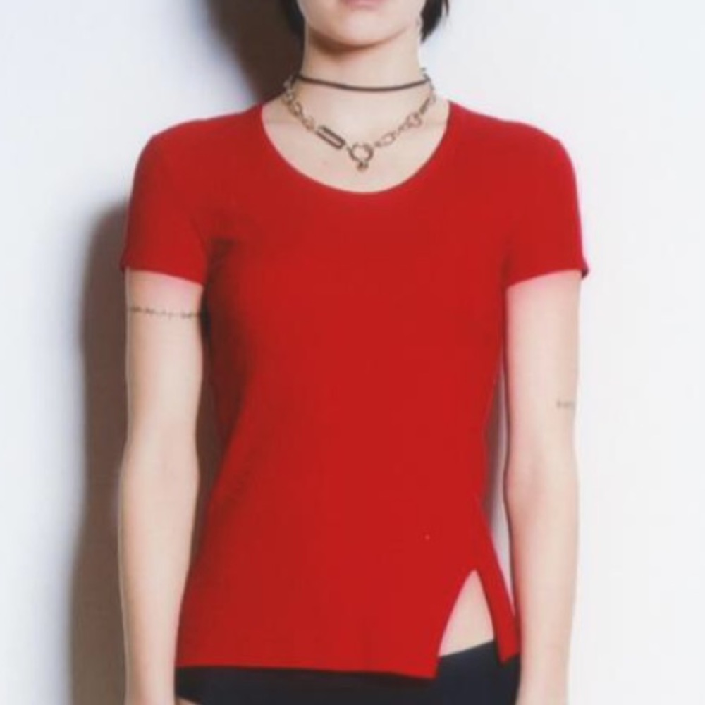 Helmet Lang ribbed T-Shirt with slit detail